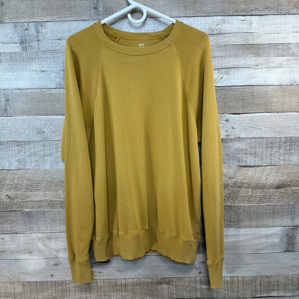 Aerie‎ Cozy City Crewneck Oversized Sweatshirt Mustard Yellow XS 3371-2434